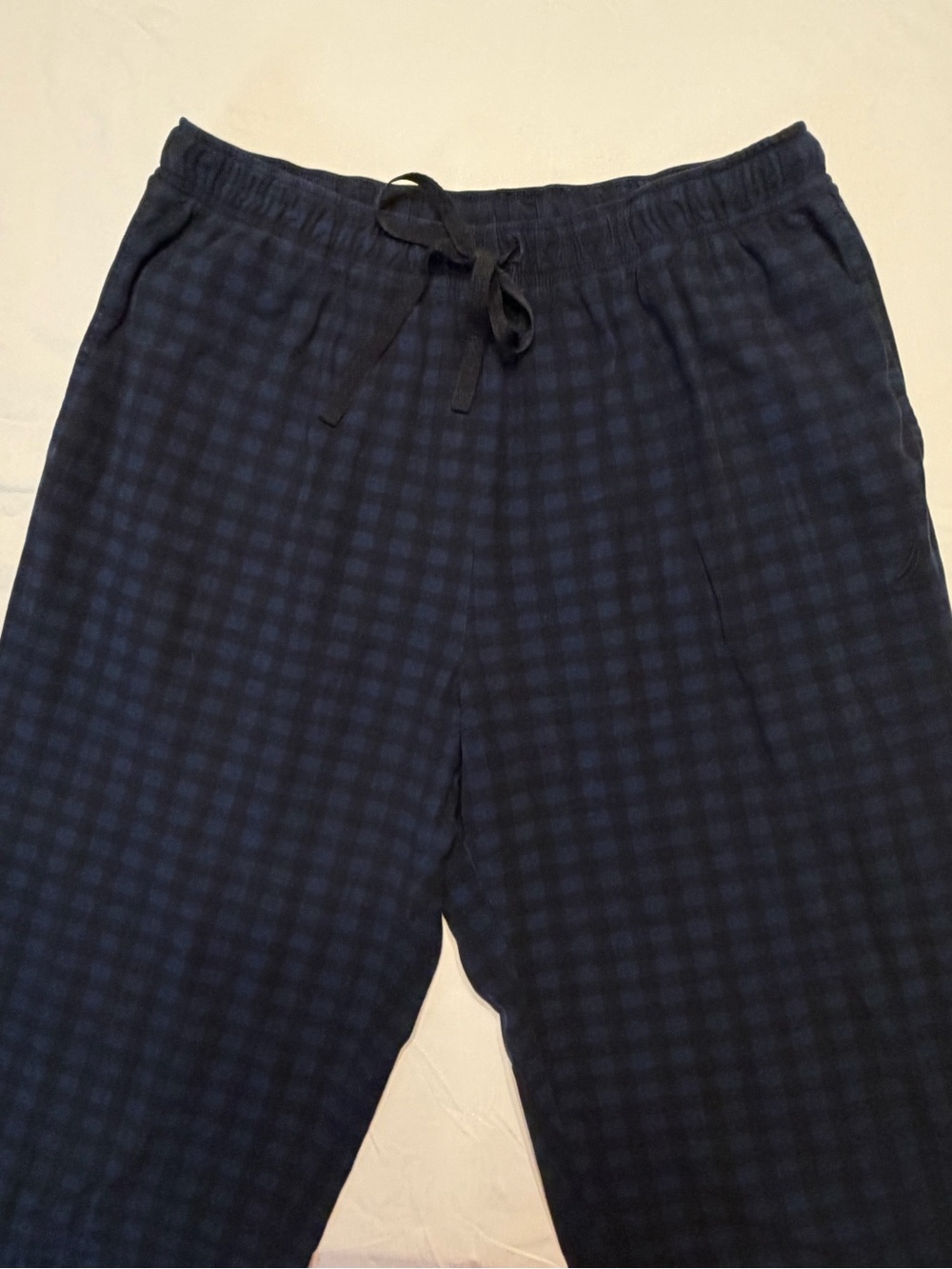 Nautica Navy Blue Plaid Drawstring Pajama Pant Medium